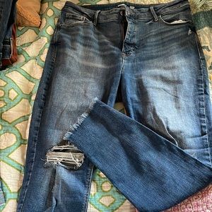 Raw-cut high rise skinny jeans